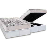 Cama Box Baú King: Colchão Anatômico Herval Ag65 Santorini C1604 + Base Crc Linhão White (193x203) - 1