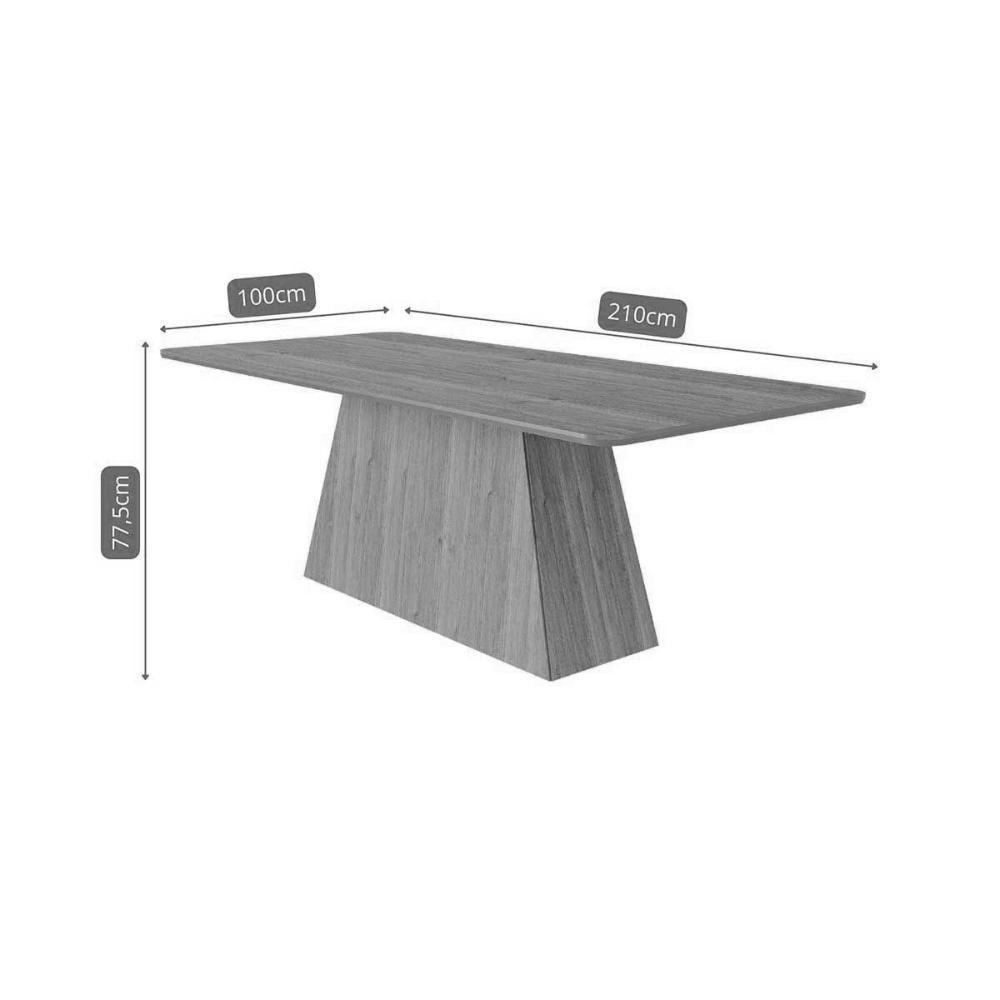 Conjunto: Mesa Sala Jantar Helena Tampo Madeirado 210x100cm E 8 Cadeiras Fernanda Cinamomo - Carvalho-linho Bege - Cimol - 3