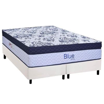 Cama Box Queen: Colchão Molas Masterpocket Ensacadas Paropas Blue + Base Crc Corano White (158x198)