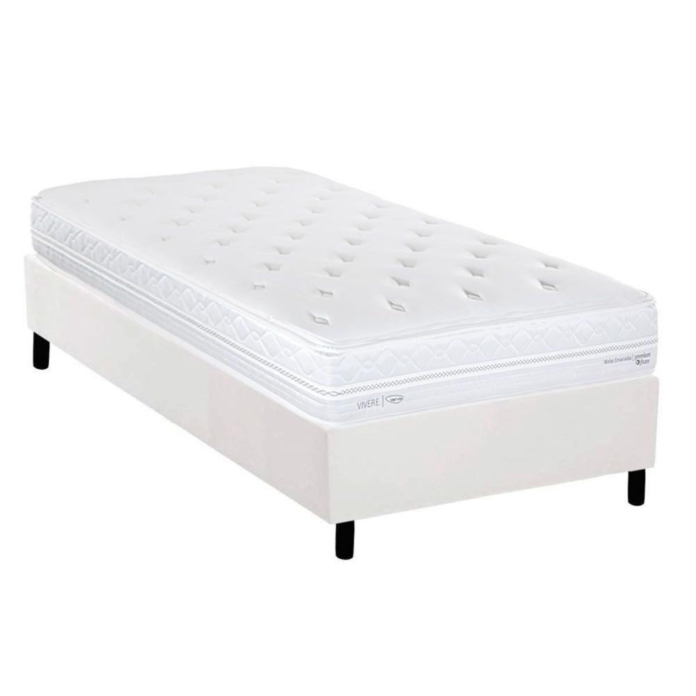 Cama Box Solteiro: Colchão Molas Masterpocket Ensacadas Herval C1782 + Base Crc Corano White (88x188) - 1