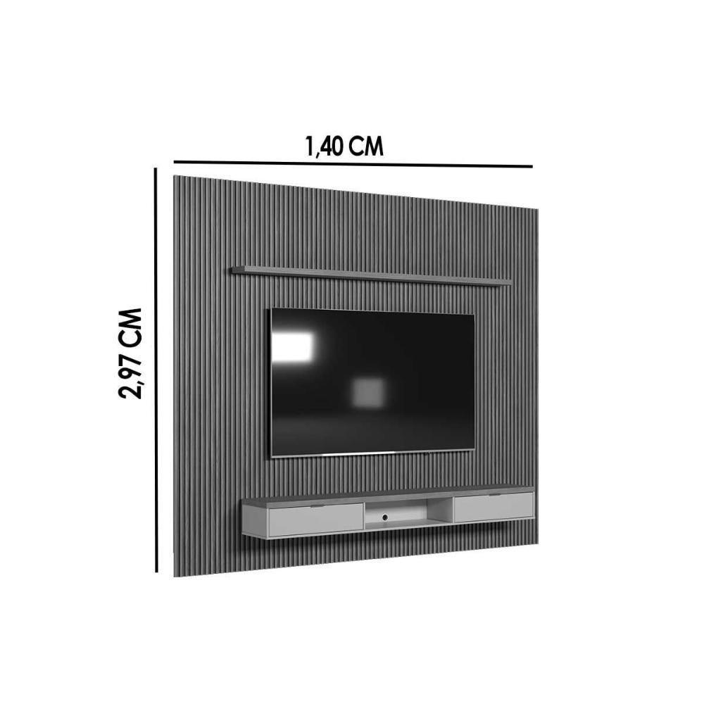 Estante P- Sala Até 100 Pol Modular 3.0 Ripado C- 2 Portas 1 Prat. 297x250cm Nature-off White - Linea Brasil - 2