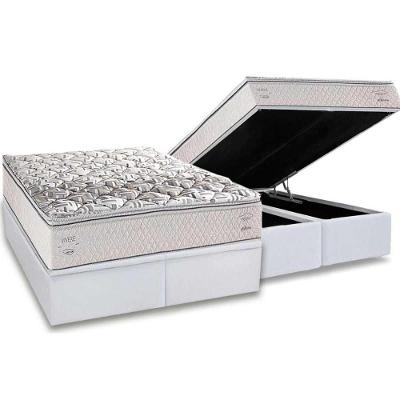 Cama Box Baú Queen: Colchão Anatômico Herval Ag65 Santorini C1604 + Base Crc Linhão White (158x198)