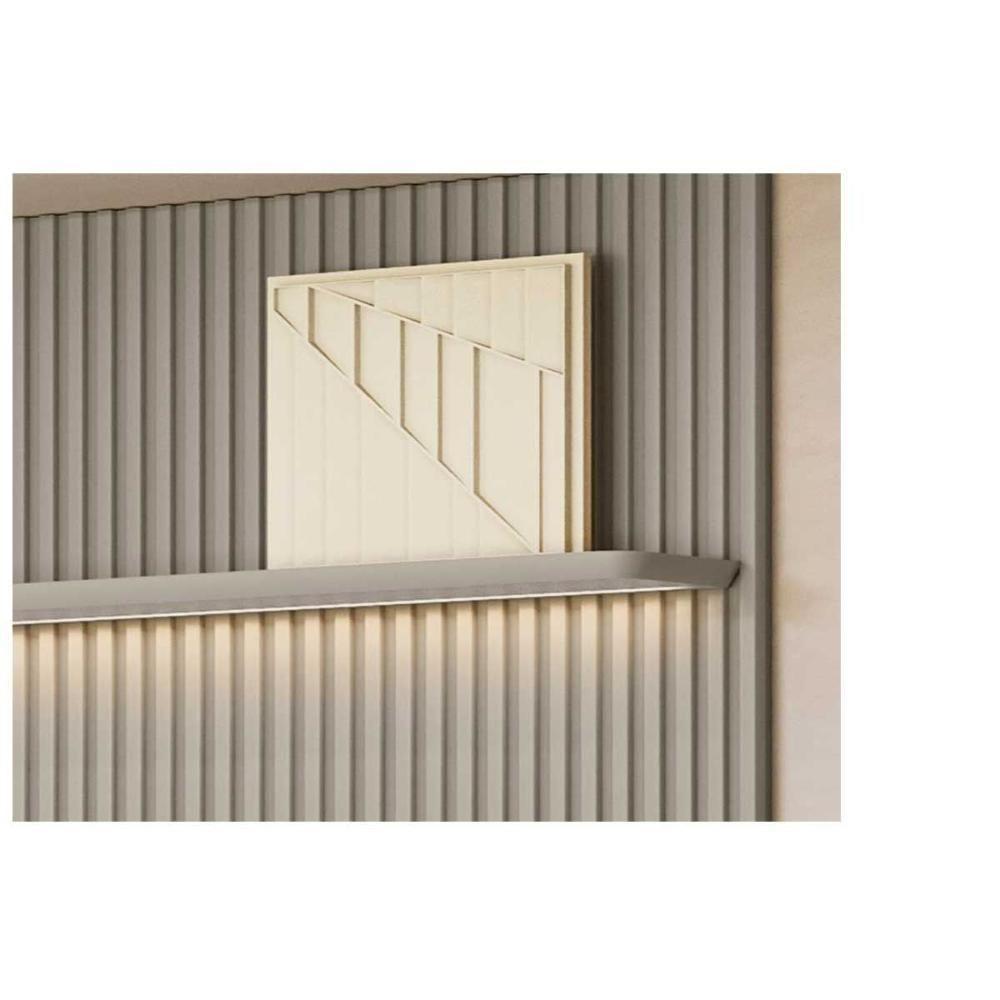 Estante P- Sala Até 75 Pol Modular 1.8 Ripado C- 2 Portas 1 Prat. 180x250cm Tauari-gris Fosco - Linea Brasil - 6