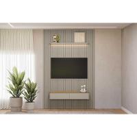 Estante P- Sala Até 75 Pol Modular 1.8 Ripado C- 2 Portas 1 Prat. 180x250cm Tauari-gris Fosco - Linea Brasil - 1