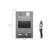 Estante P- Sala Até 75 Pol Modular 1.8 Ripado C- 2 Portas 1 Prat. 180x250cm Tauari-gris Fosco - Linea Brasil - 3