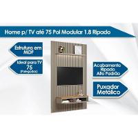 Estante P- Sala Até 75 Pol Modular 1.8 Ripado C- 2 Portas 1 Prat. 180x250cm Tauari-gris Fosco - Linea Brasil