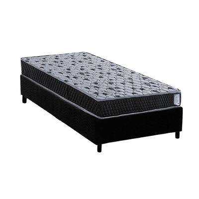 Cama Box Solteiro: Colchão Ortopédico Herval Ag65 Vitre + Base Crc Suede Black (88x188)