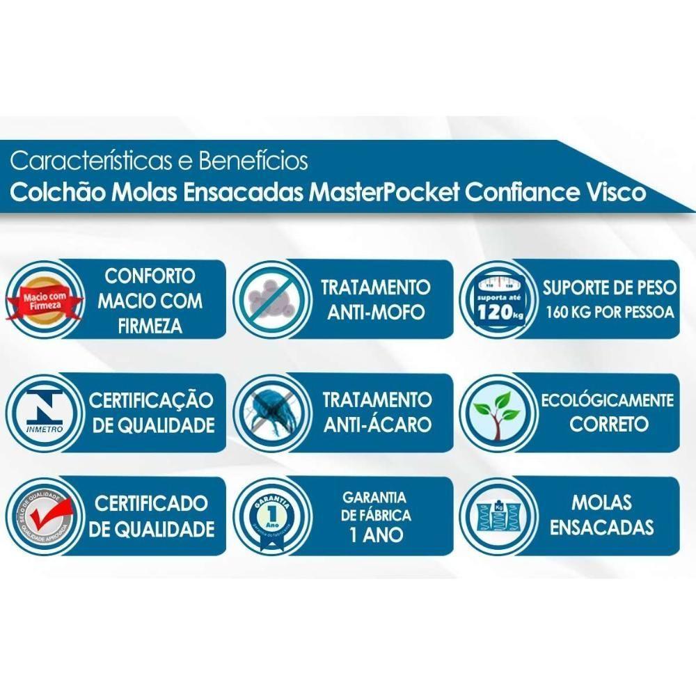 Colchão Solteiro Molas Ensacadas Masterpocket Confiance Visco Pillow Top (88x188x32) - D Angelis Anjos - 5