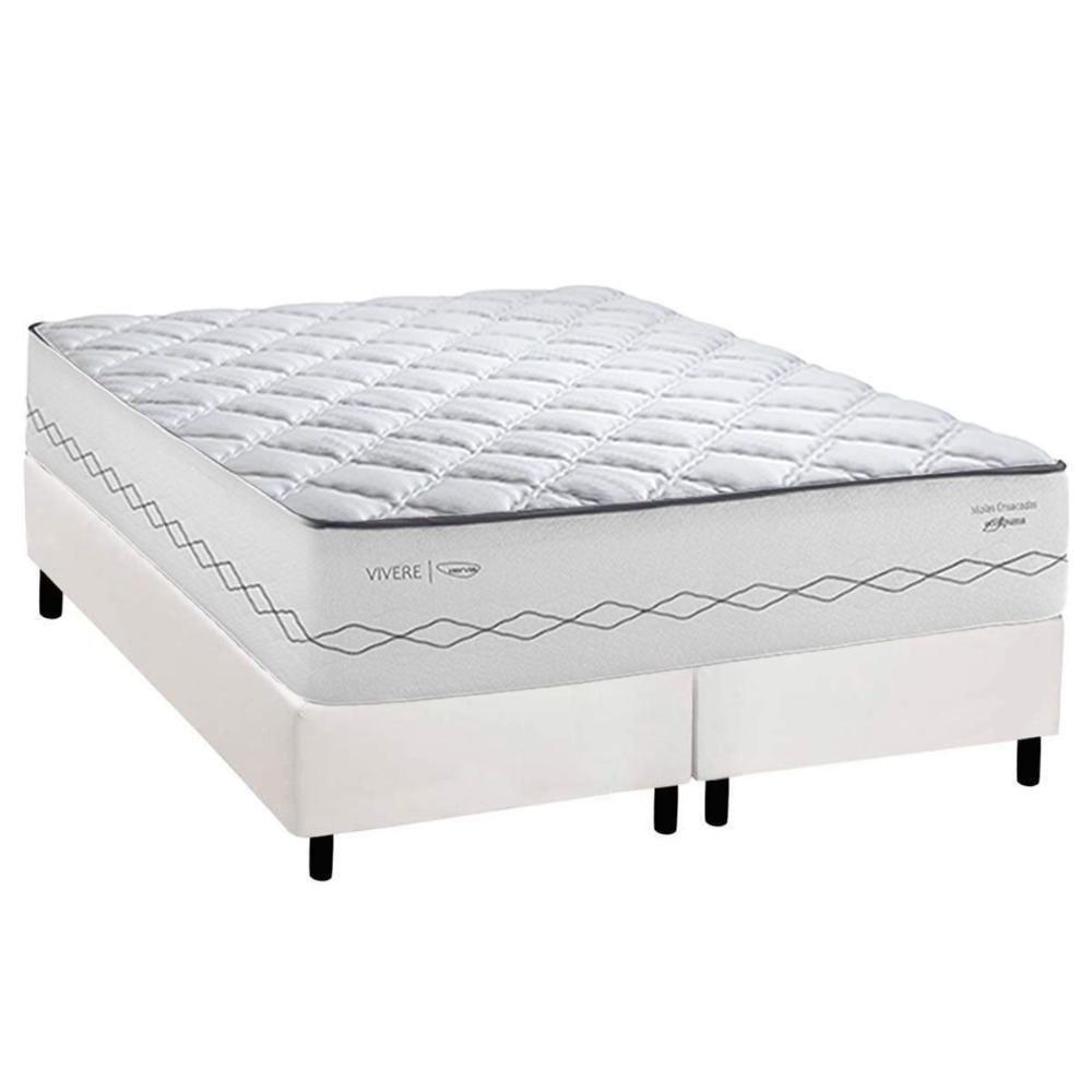 Cama Box Queen: Colchão Molas Masterpocket Ensacadas Herval C1721 + Base Crc Corano White (158x198) - 1