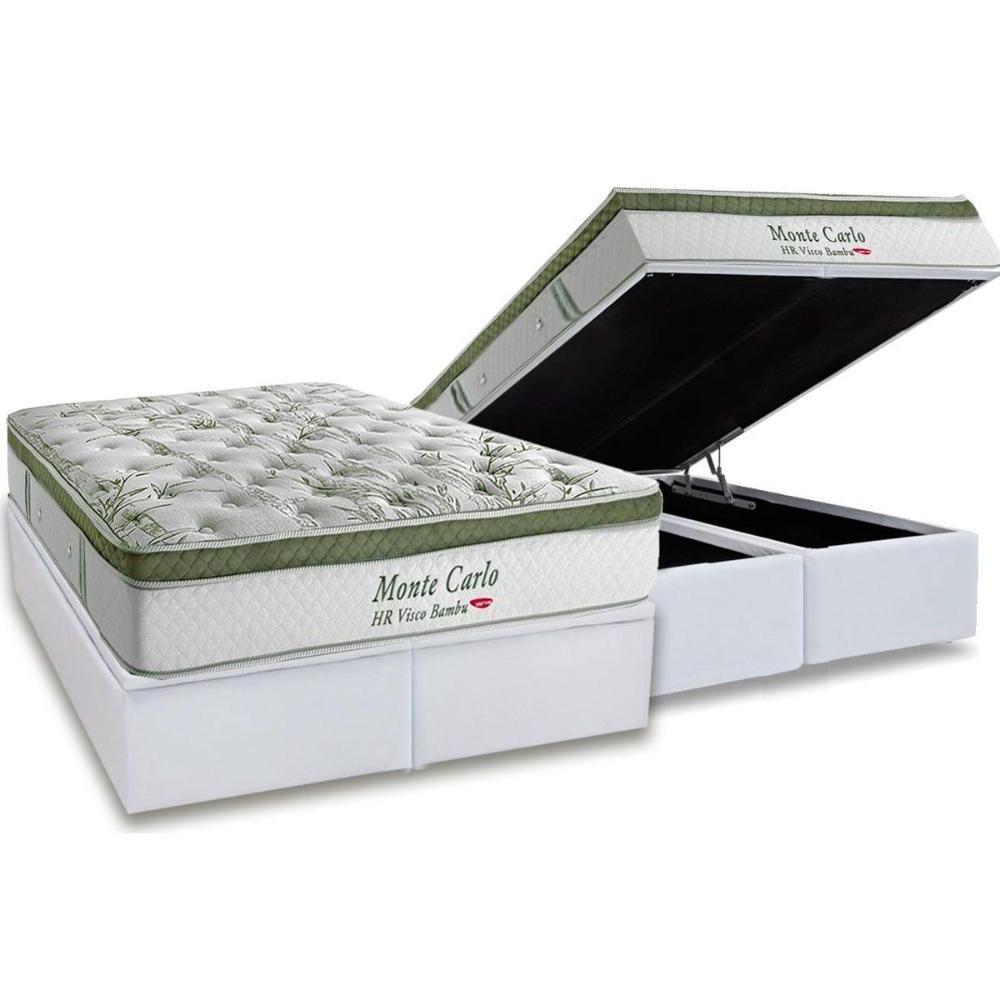 Cama Box Baú King: Colchão Molas Masterpocket Ensacadas Herval Monte Carlo Visco + Base Crc Linhão White (193x203) - 1