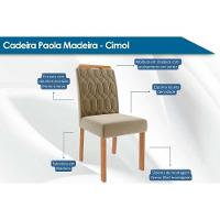 Conjunto: Mesa De Cozinha Maitê Tampo Madeirado 130x80cm E 4 Cadeiras Paola Cinamomo - Carvalho-suede Nude Bege - Cimol - 5
