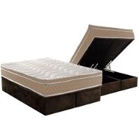 Cama Box Baú King: Colchão Espuma D33 Paropas Conforto Ultra Firme + Base Crc Suede Brown (193x203) - 1