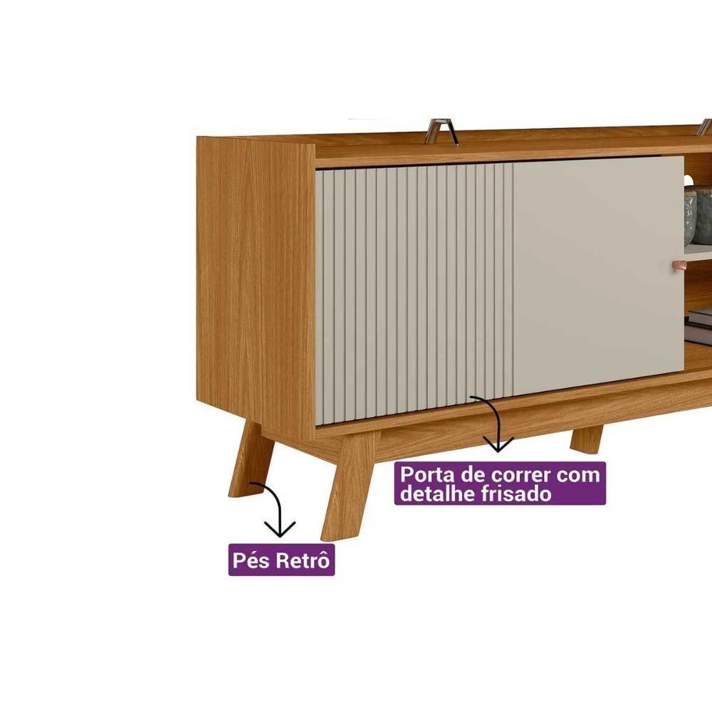 Estante P- Sala Até 65 Pol Aurum-tulum 1 Pta Correr 1 Prat C- Pés 160x190cm Nature-off White - Linea Brasil - 8