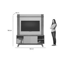 Estante P- Sala Até 65 Pol Aurum-tulum 1 Pta Correr 1 Prat C- Pés 160x190cm Nature-off White - Linea Brasil