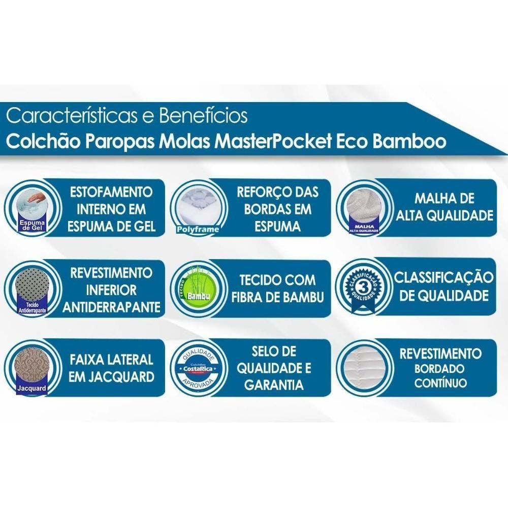 Cama Box Solteiro: Colchão Molas Masterpocket Ensacadas Paropas Eco Bamboo + Base Crc Suede Clean (88x188) - 4