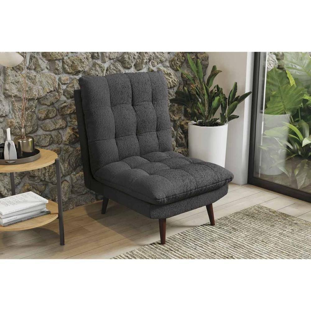 Poltrona Decorativa P- Sala Ibiza Pol014 1 Un Carvalho-bouclé Azul - Kappesberg - 3