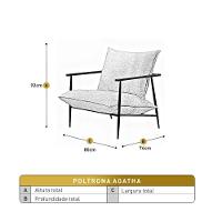 Poltrona Agatha Luxo Metal Industrial Castellar Móbile Linho Bege Claro - 3