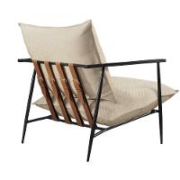 Poltrona Agatha Luxo Metal Industrial Castellar Móbile Linho Bege Claro