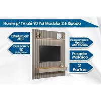 Estante P- Sala Até 90 Pol Modular 2.6 Ripado C- 2 Portas 1 Prat. 258x250cm Tauari-gris Fosco - Linea Brasil