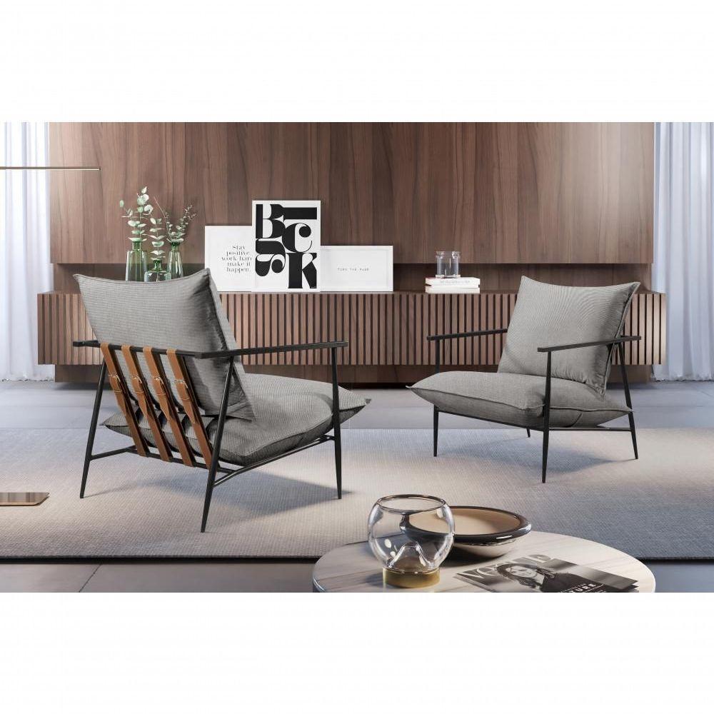 Poltrona Agatha Luxo Metal Industrial Castellar Móbile Linho Cinza - 4