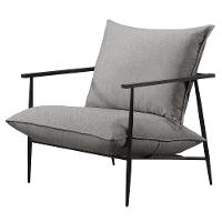 Poltrona Agatha Luxo Metal Industrial Castellar Móbile Linho Cinza - 1