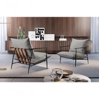 Poltrona Agatha Luxo Metal Industrial Castellar Móbile Linho Cinza