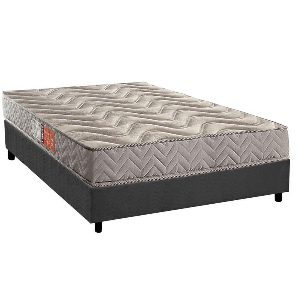 Cama Box Casal: Colchão Espuma D45 Paropas Pasquale Gray + Base Crc Suede Gray (138x188) - 1