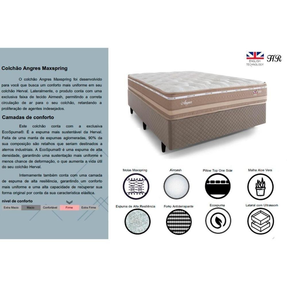 Cama Box Baú Casal: Colchão Molas Ensacadas Herval Maxspring Angres + Base Crc Suede Clean (138x188) - 2