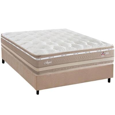 Cama Box Baú Casal: Colchão Molas Ensacadas Herval Maxspring Angres + Base Crc Suede Clean (138x188)