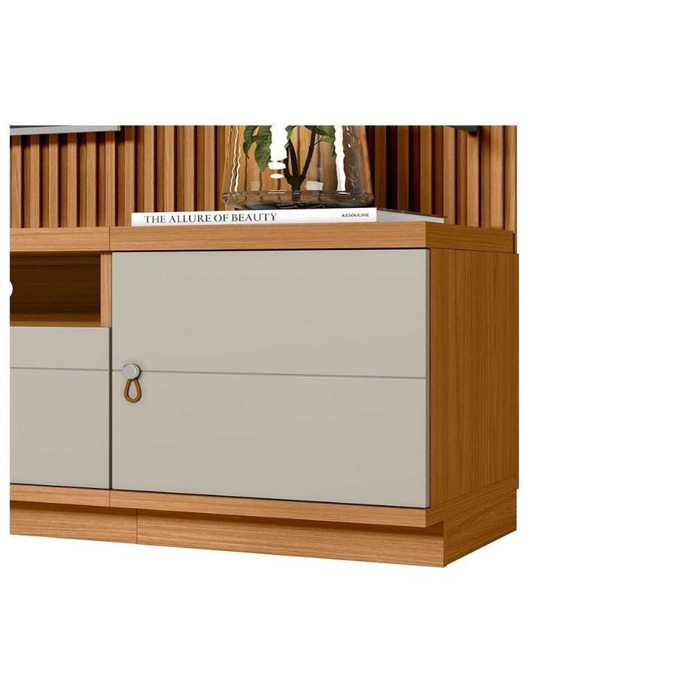 Estante P- Sala Até 75 Pol Ouro Preto Ripado C- 2gav. 1pta. 3 Prat. E Leds 224x198cm Nature-off White - Linea Brasil - 8