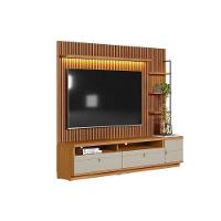 Estante P- Sala Até 75 Pol Ouro Preto Ripado C- 2gav. 1pta. 3 Prat. E Leds 224x198cm Nature-off White - Linea Brasil - 2