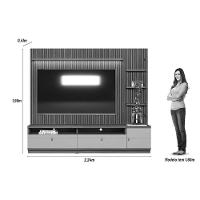 Estante P- Sala Até 75 Pol Ouro Preto Ripado C- 2gav. 1pta. 3 Prat. E Leds 224x198cm Nature-off White - Linea Brasil - 3