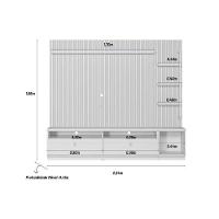 Estante P- Sala Até 75 Pol Ouro Preto Ripado C- 2gav. 1pta. 3 Prat. E Leds 224x198cm Nature-off White - Linea Brasil