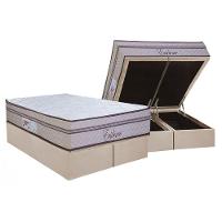 Cama Box Baú Queen: Colchão Molas Masterpocket Ensacadas Paropas Evidence + Base Crc Suede Clean (158x198) - 1