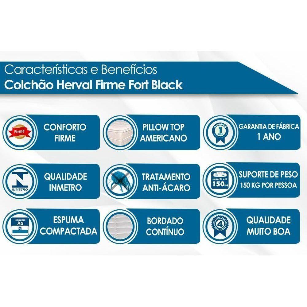 Cama Box Solteiro: Colchão Ortopédico Herval Ag65 Fort Black + Base Crc Suede Gray (88x188) - 4