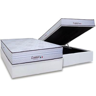 Cama Box Baú Casal: Colchão Molas Masterpocket Ensacadas Paropas Essence + Base Crc Linhão White (138x188)
