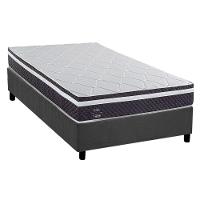 Cama Box Solteiro: Colchão Molas Masterpocket Ensacadas Herval C1789 + Base Crc Suede Gray (88x188) - 1