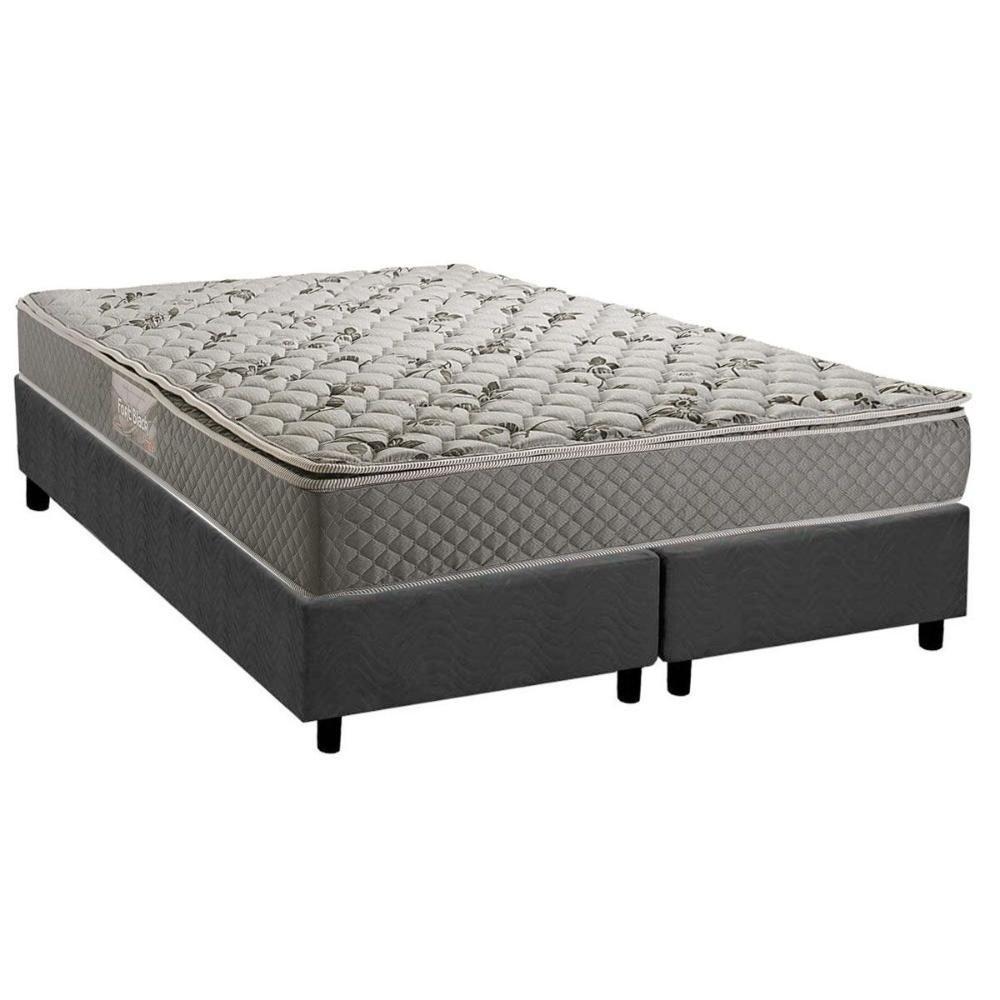 Cama Box Queen: Colchão Ortopédico Herval Ag65 Fort Black + Base Crc Suede Gray (158x198) - 1