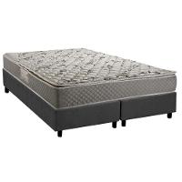 Cama Box Queen: Colchão Ortopédico Herval Ag65 Fort Black + Base Crc Suede Gray (158x198) - 1