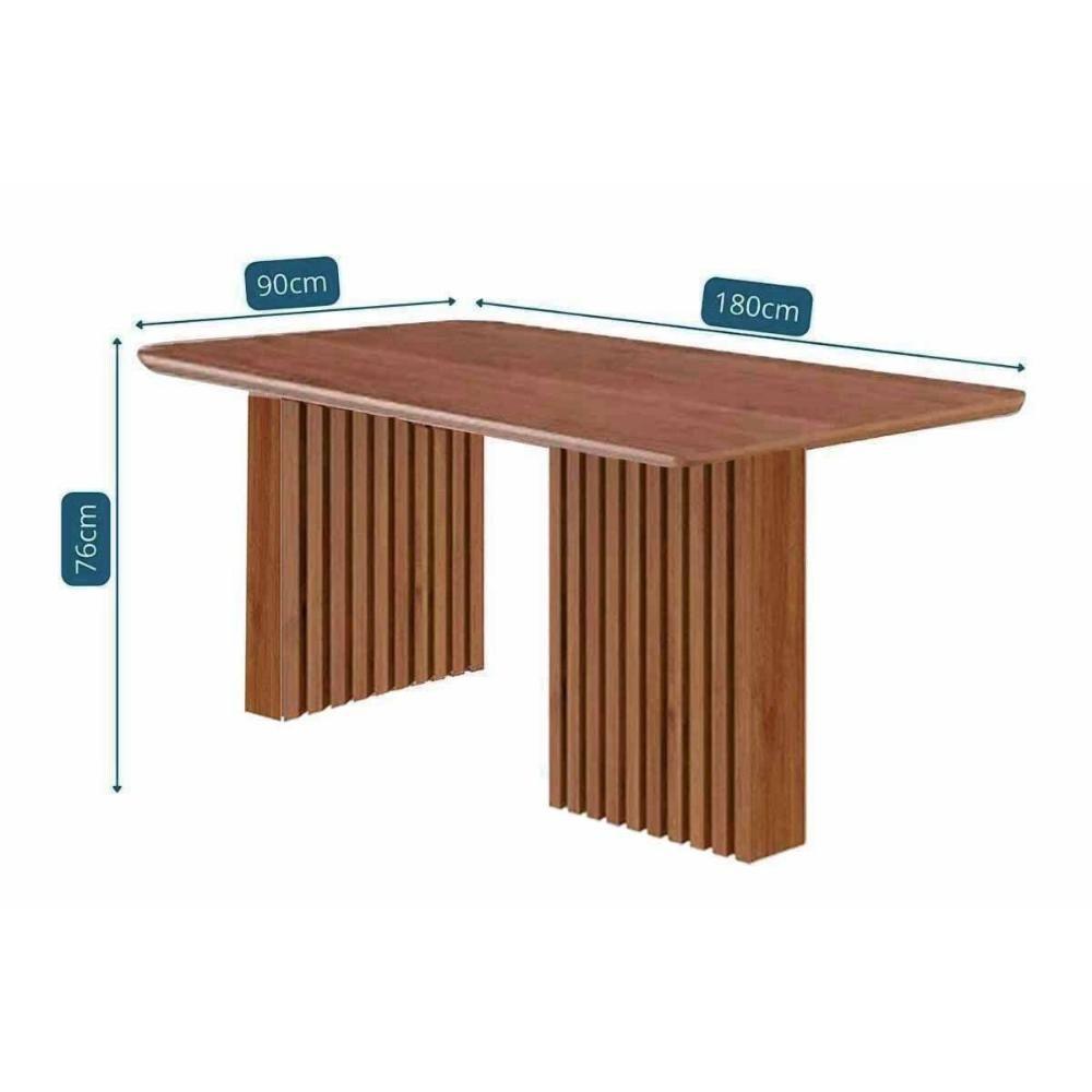 Conjunto: Mesa De Cozinha Ester Tampo Madeirado 180x90cm E 6 Cadeiras Fernanda Cinamomo - Carvalho-linho Bege - Cimol - 4