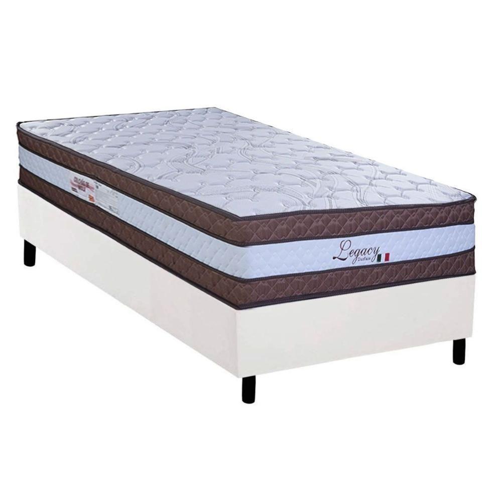 Cama Box Solteiro: Colchão Molas Masterpocket Ensacadas Paropas Legacy White + Base Crc Corano White (88x188) - 1