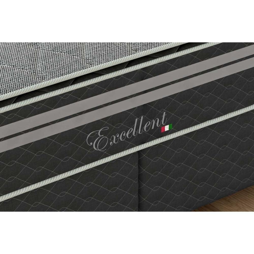 Cama Box Solteiro: Colchão Molas Masterpocket Ensacadas Paropas Excellent Grafite + Base Crc Suede Black (88x188) - 2