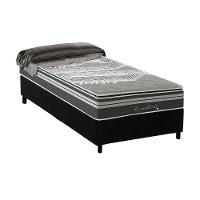 Cama Box Solteiro: Colchão Molas Masterpocket Ensacadas Paropas Excellent Grafite + Base Crc Suede Black (88x188) - 1