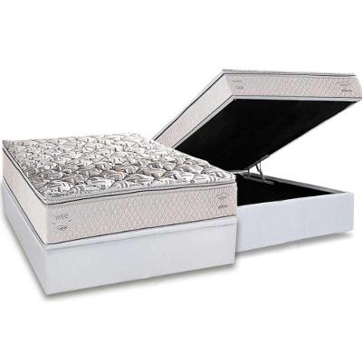 Cama Box Baú Casal: Colchão Anatômico Herval Ag65 Santorini C1604 + Base Crc Linhão White (138x188)