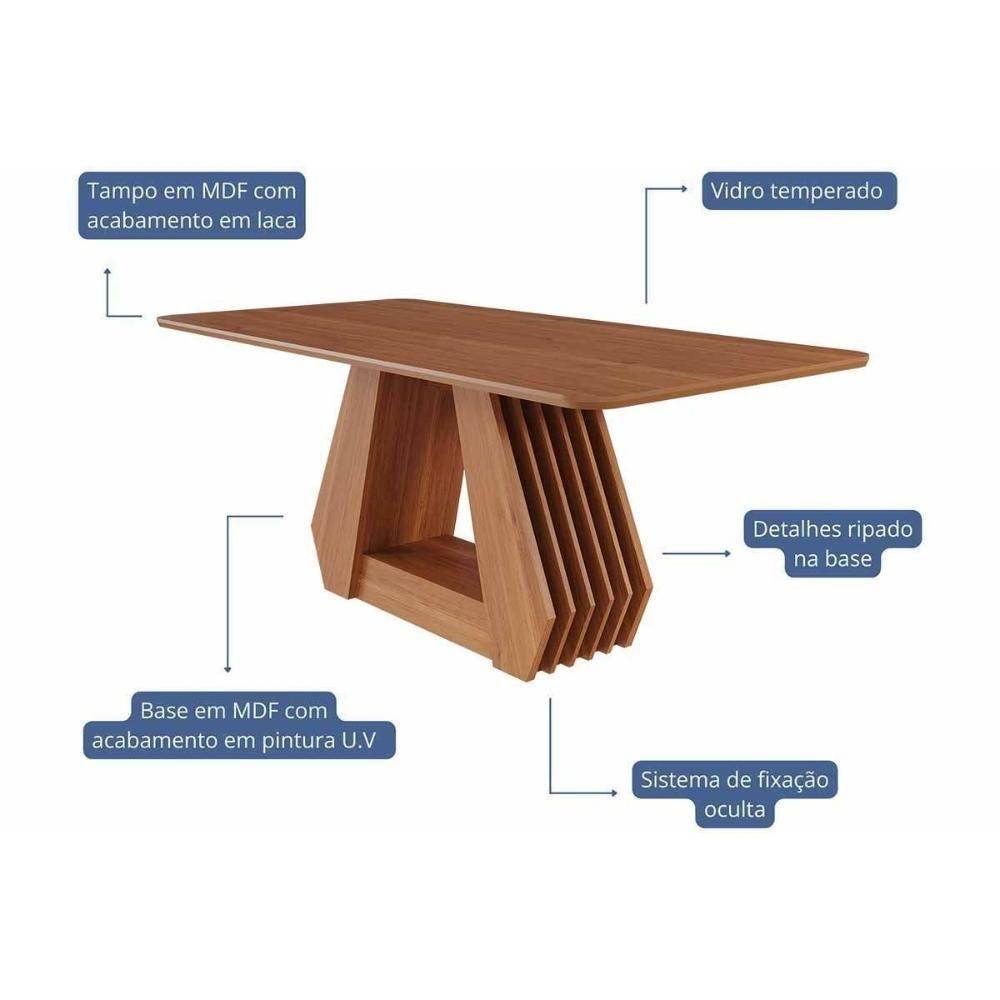 Conjunto: Mesa De Cozinha ágata Tampo Madeirado 180x90cm E 6 Cadeiras Paola Cinamomo - Carvalho-suede Nude Bege - Cimol - 5