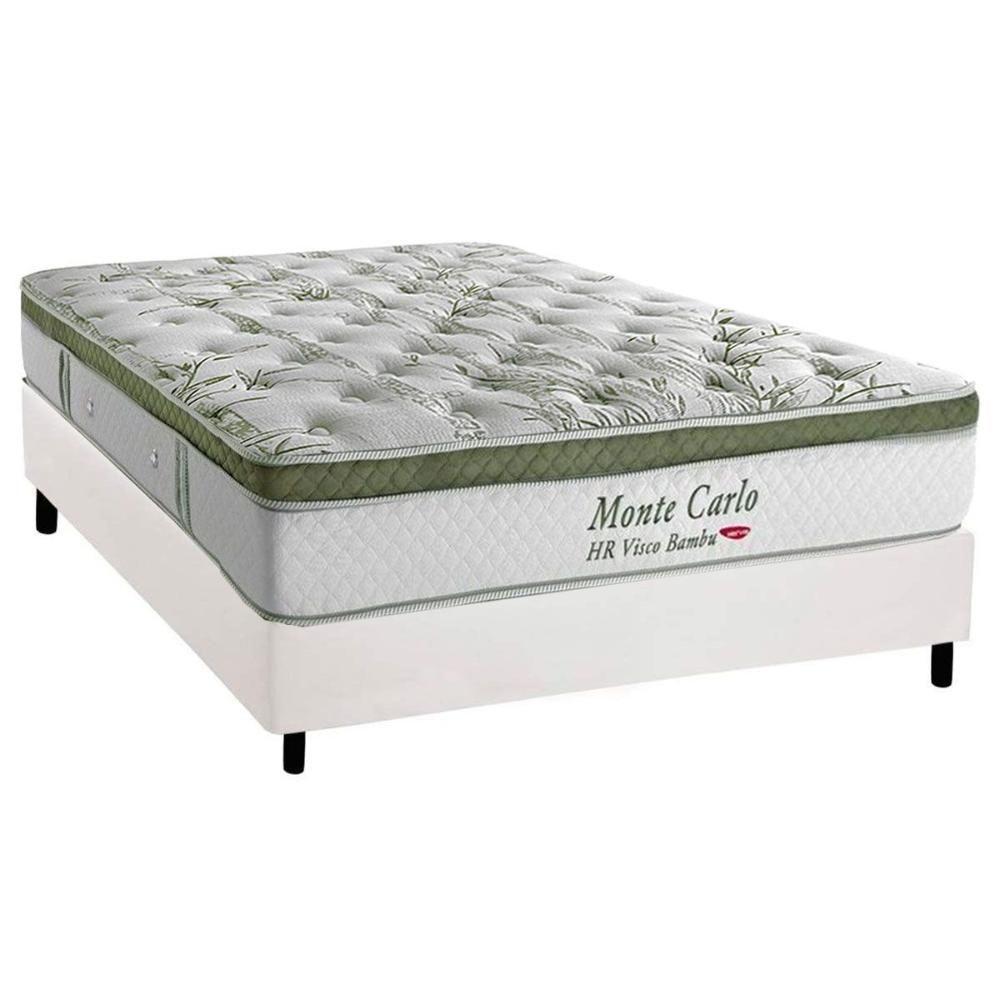 Cama Box Casal: Colchão Molas Masterpocket Ensacadas Herval Monte Carlo Visco + Base Crc Corano White (138x188) - 1