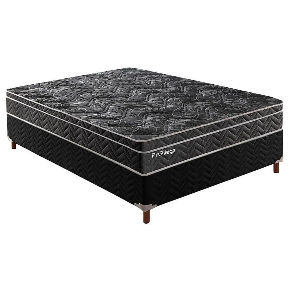 Cama Box Casal: Colchão Molas Masterpocket Ensacadas Paropas Privilege + Base Crc Suede Black (138x188) - 1