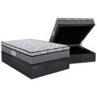 Cama Box Baú Casal: Colchão Anatômico Herval D60 - Ag65 Perpetual + Base Crc Suede Gray (138x188) - 1
