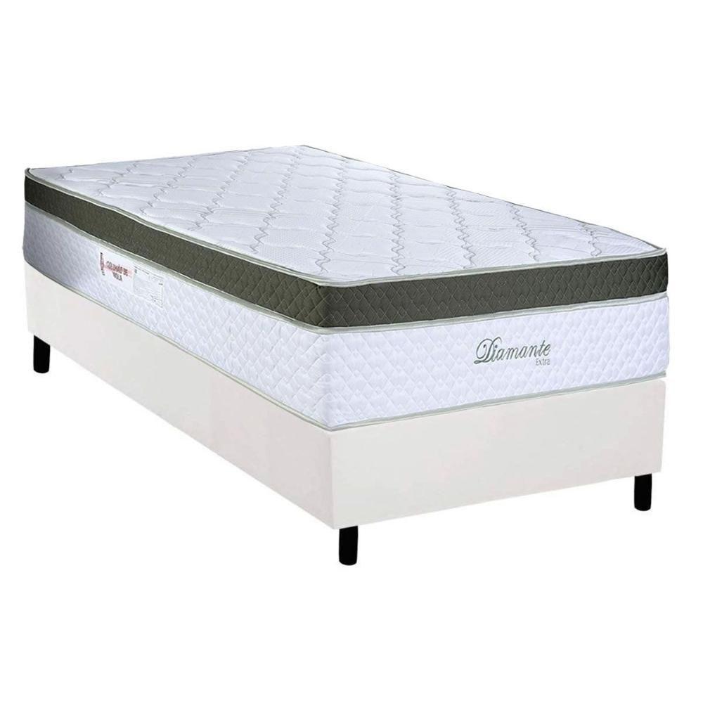 Cama Box Solteiro: Colchão Molas Masterpocket Ensacadas Paropas Diamante Extra White + Base Crc Corano White (88x188) - 1