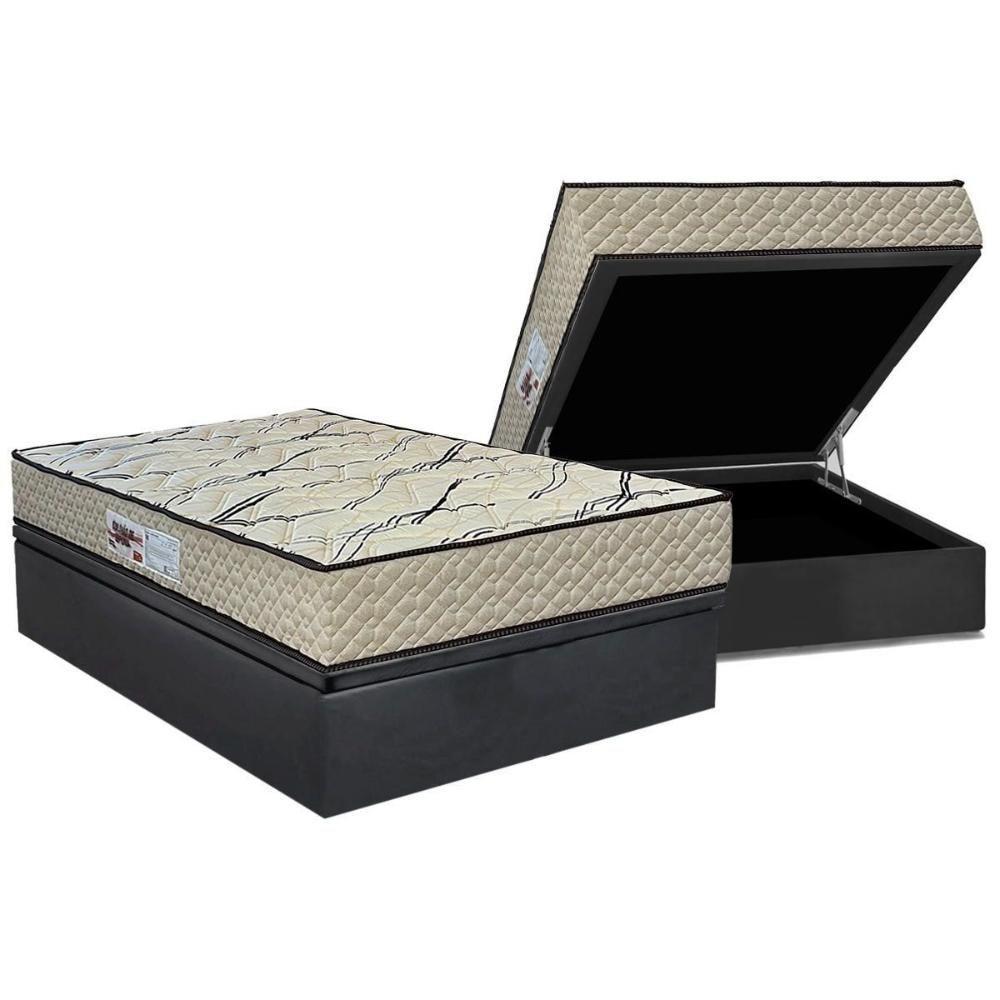 Cama Box Baú Casal: Colchão Espuma D33 Paropas Ag65 Max Sono + Base Crc Suede Gray (138x188) - 1